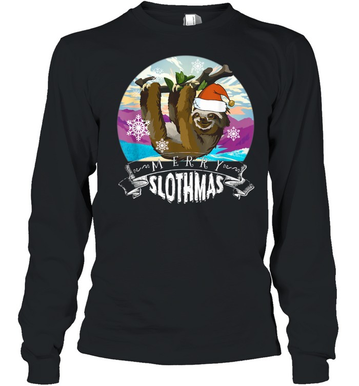 Merry Slothmas Christmas Pajama for Sloths shirt Long Sleeved T-shirt