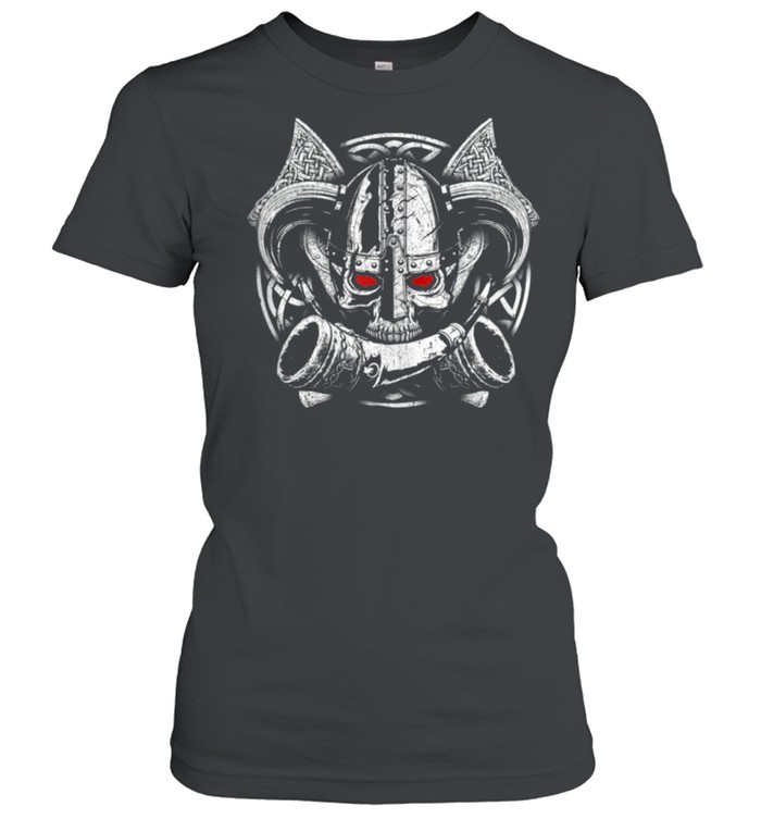 Nordic Mythology Skull Mead Horn Warrior Runes Viking shirt Classic Women's T-shirt