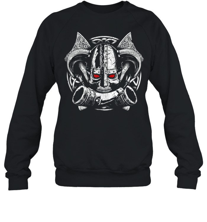 Nordic Mythology Skull Mead Horn Warrior Runes Viking shirt Unisex Sweatshirt