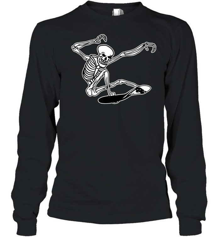Skeleton Skateboarding Skater Halloween Bones shirt Long Sleeved T-shirt