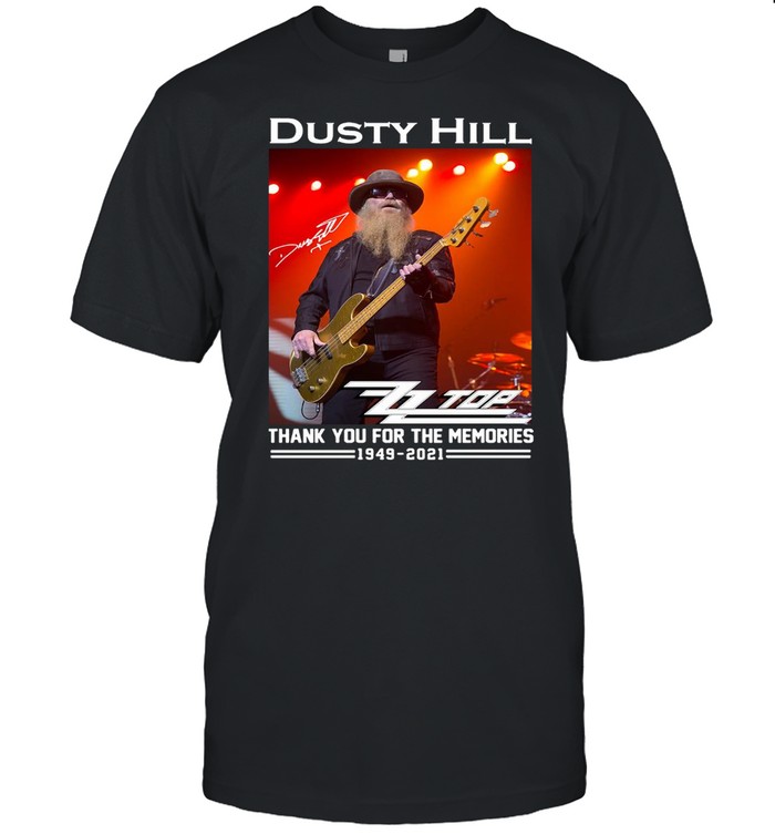 Dusty Hill ZZ Top Thank You For The Memories 1949 2021 Signature T-shirt Classic Men's T-shirt