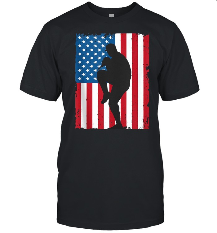 Baseball American Flag Vintage Sports USA T-shirt Classic Men's T-shirt