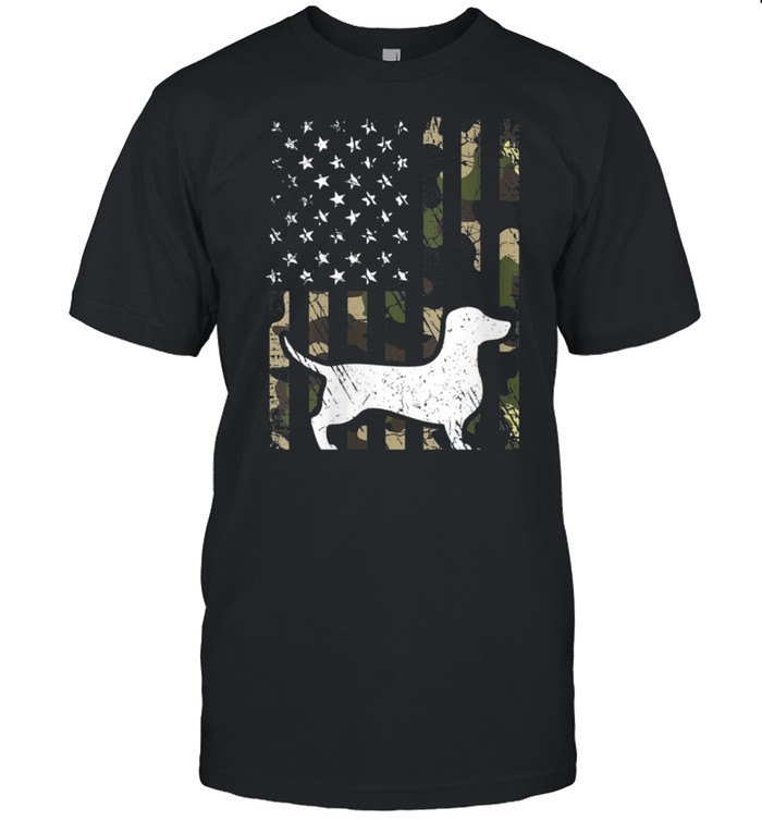Dachshund Dog Dad Mom Camouflage USA Flag shirt