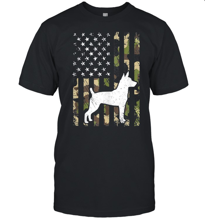 Rat Terrier Dog Dad Mom Camouflage USA Flag shirt Classic Men's T-shirt
