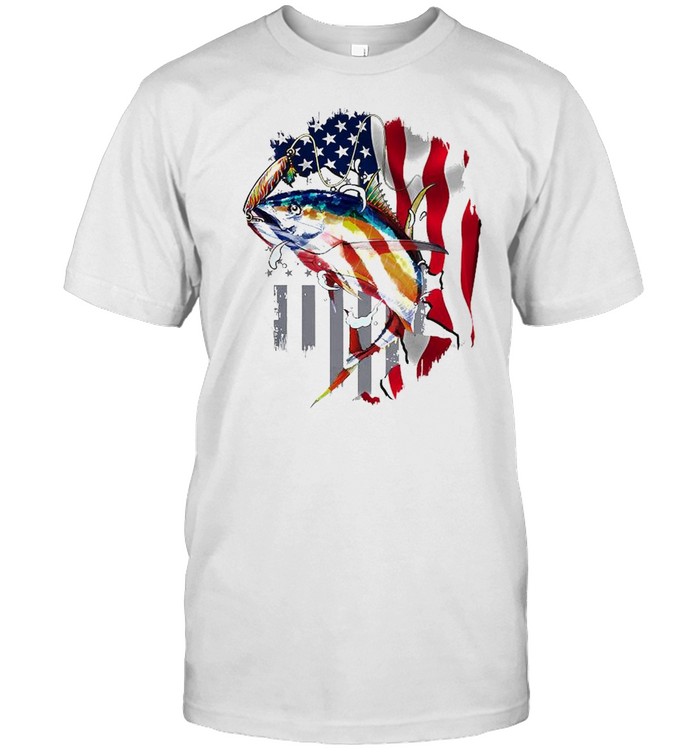 Tuna Fishing American Flag Custom Performance Shirts - Kingteeshop