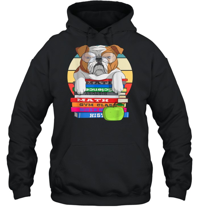 English Bulldog Back To School Book Worm Dog shirt Unisex Hoodie