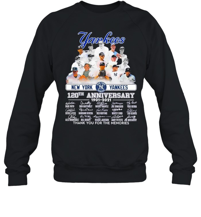 Official New York Yankees 120th anniversary 1901 2021 thank you for the  memories signatures shirt - Kingteeshop