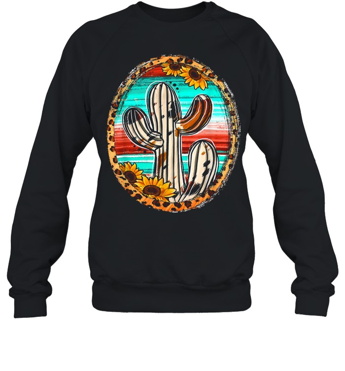 Cowhide Texas Cactus Serape Western Rodeo Cowgirl Horse Girl Unisex Sweatshirt