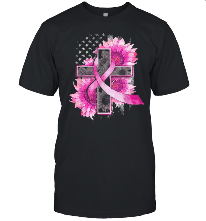 Christian Cross Pink Ribbon Sunflower Breast Cancer Warrior shirt -  Kingteeshop
