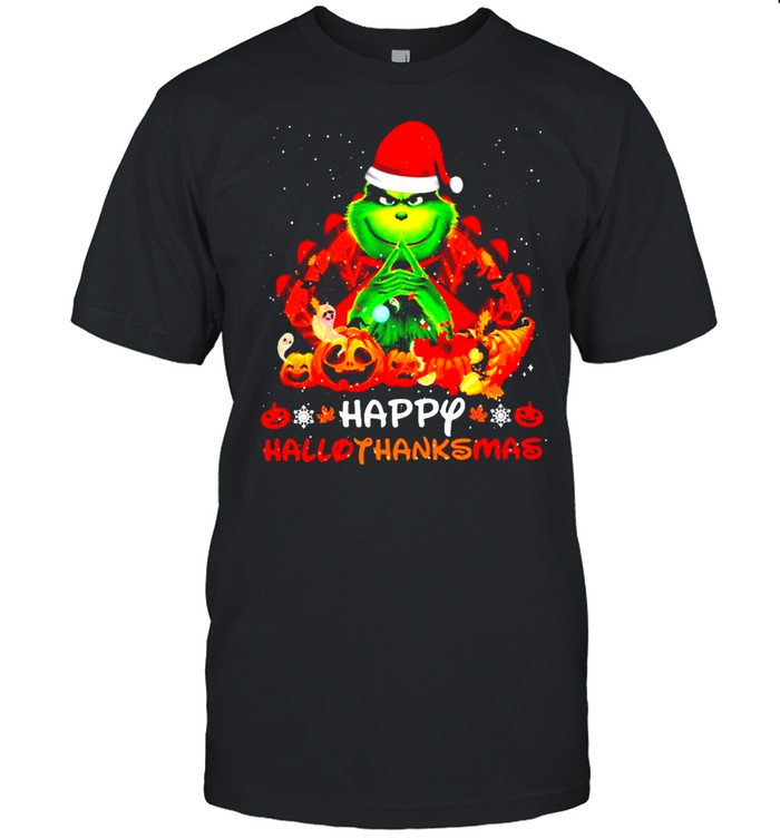 Santa Grinch Happy Hallothanksmas Halloween 2021 shirt Classic Men's T-shirt