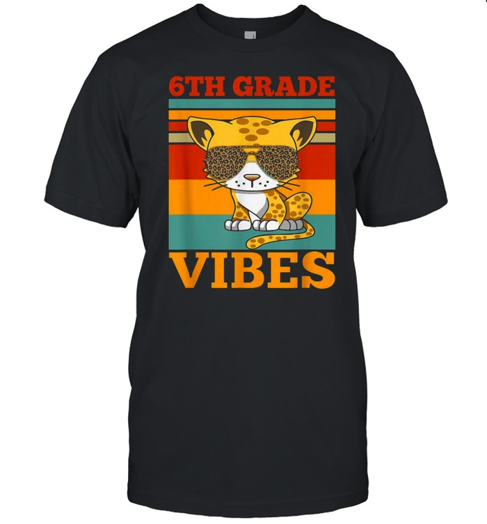 Back To School 6th Grade Vibes Leopard Cat Teacher kid shirt Classic Men's T-shirt