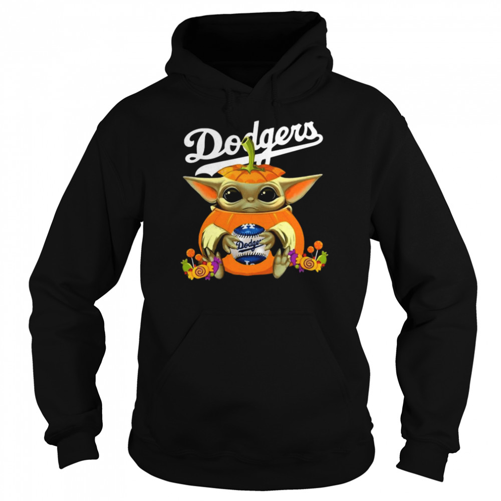 Baby Yoda Pumpkin Hug Los Angeles Dodgers Halloween Shirt