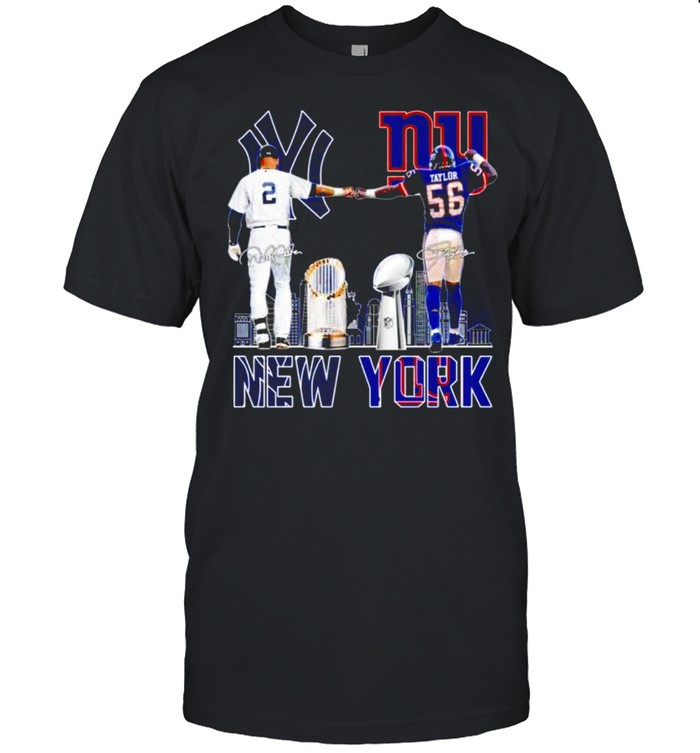 New York city champion Derek Jeter and Lawrence Taylor signatures shirt
