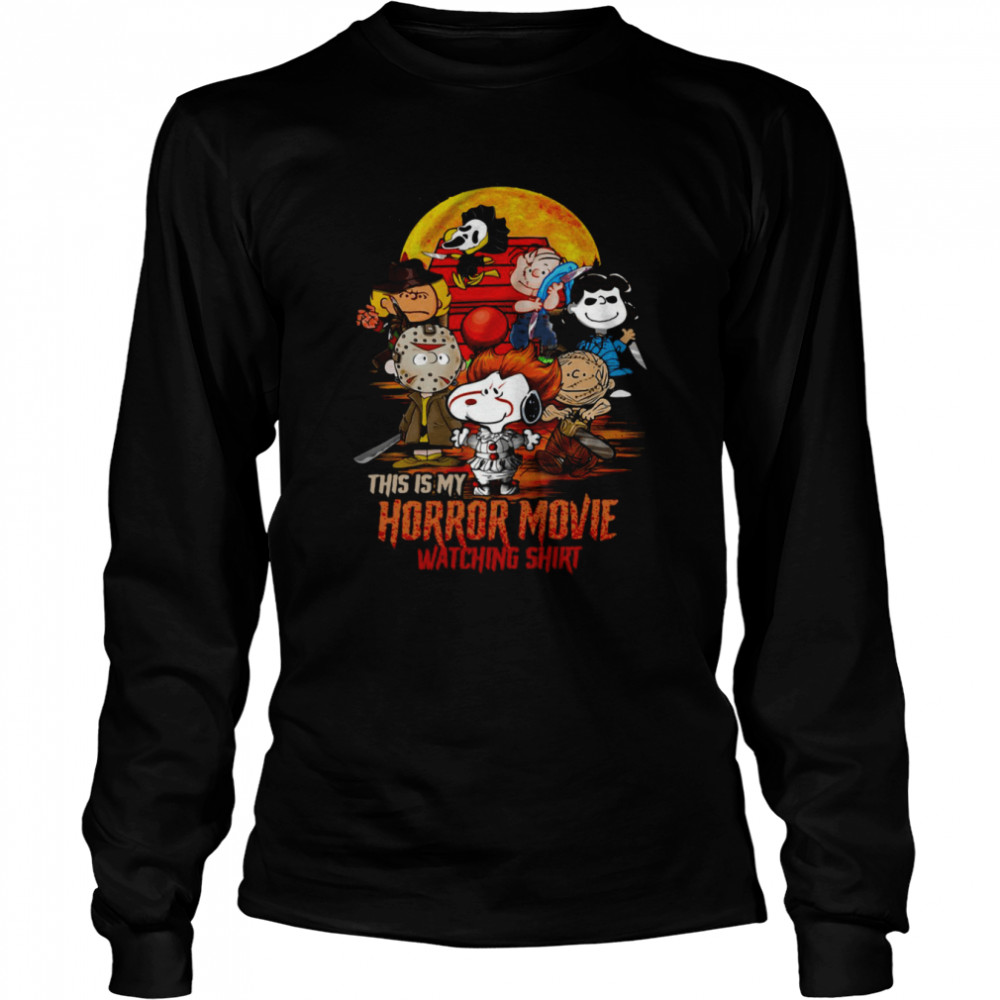 The Peanuts Characters And Snoopy This Is My Horror Movie Watching Halloween T-shirt Long Sleeved T-shirt