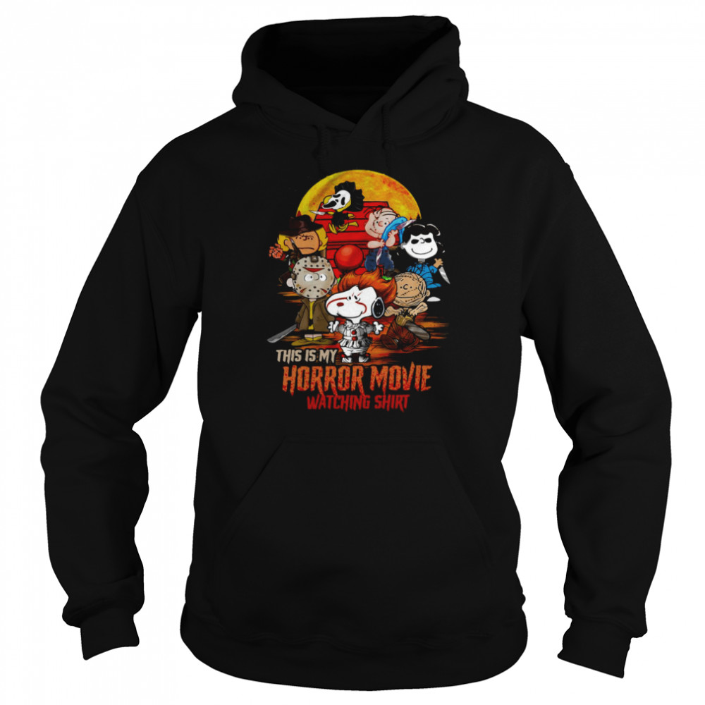 The Peanuts Characters And Snoopy This Is My Horror Movie Watching Halloween T-shirt Unisex Hoodie