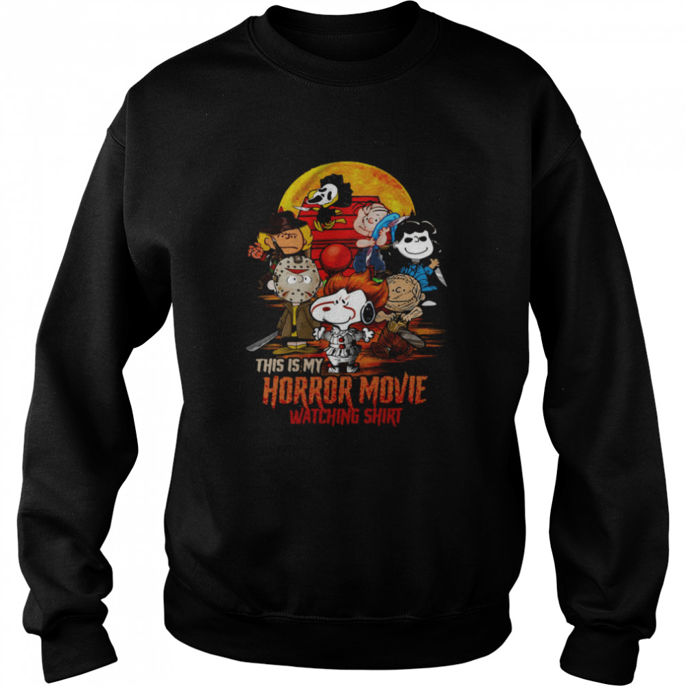 The Peanuts Characters And Snoopy This Is My Horror Movie Watching Halloween T-shirt Unisex Sweatshirt