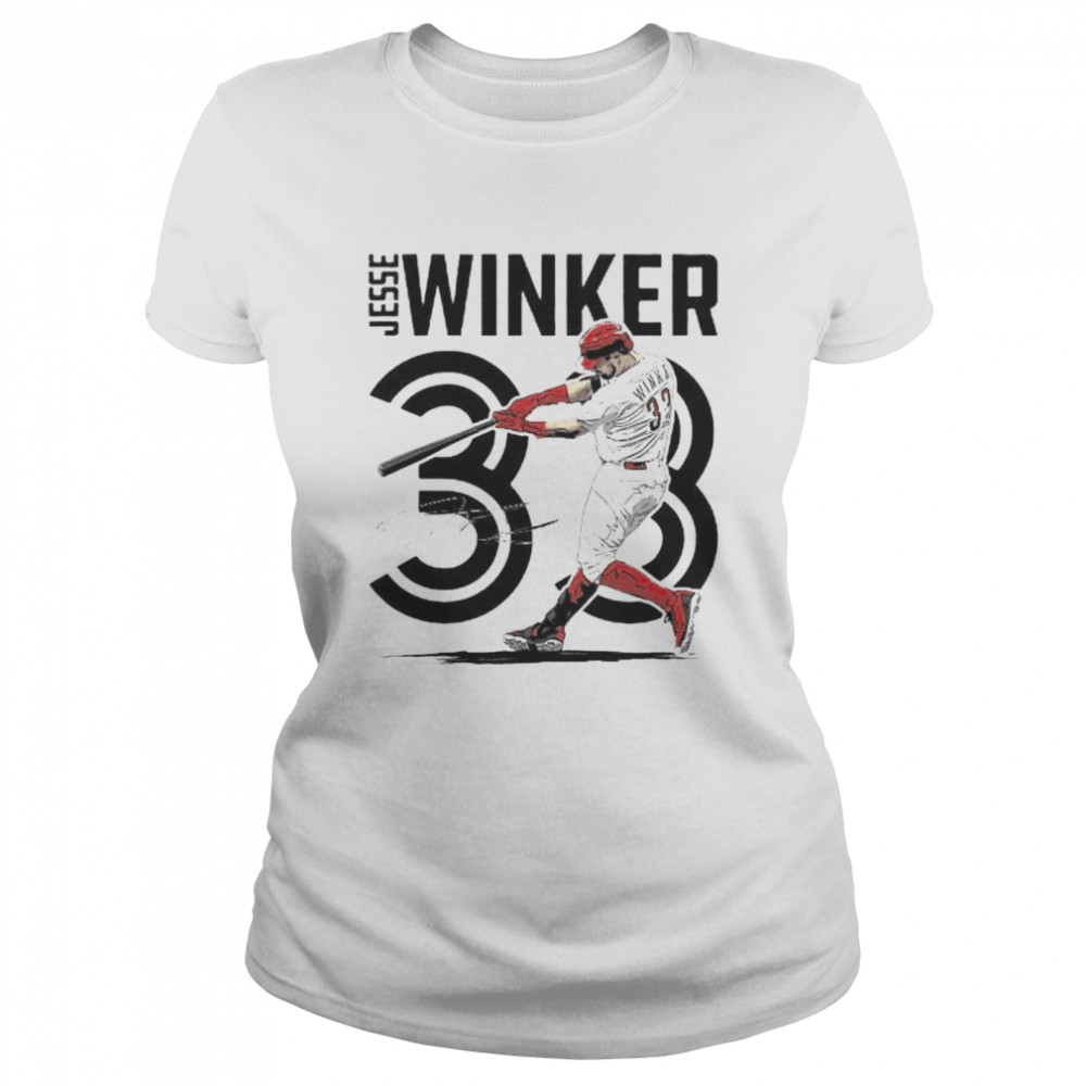 Cincinnati Reds Jesse Winker #33 inline signature shirt Classic Women's T-shirt