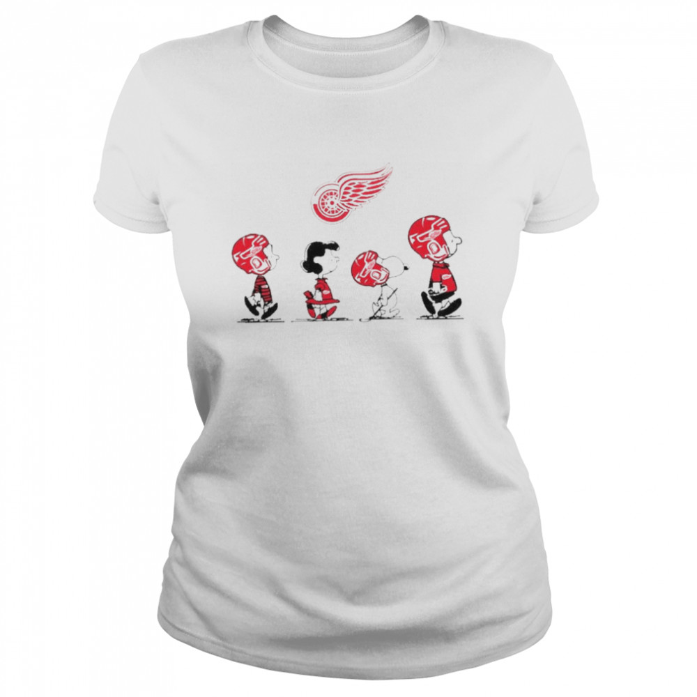 Snoopy and charlie detroit brown - logo shirt wings red Kingteeshop and friends