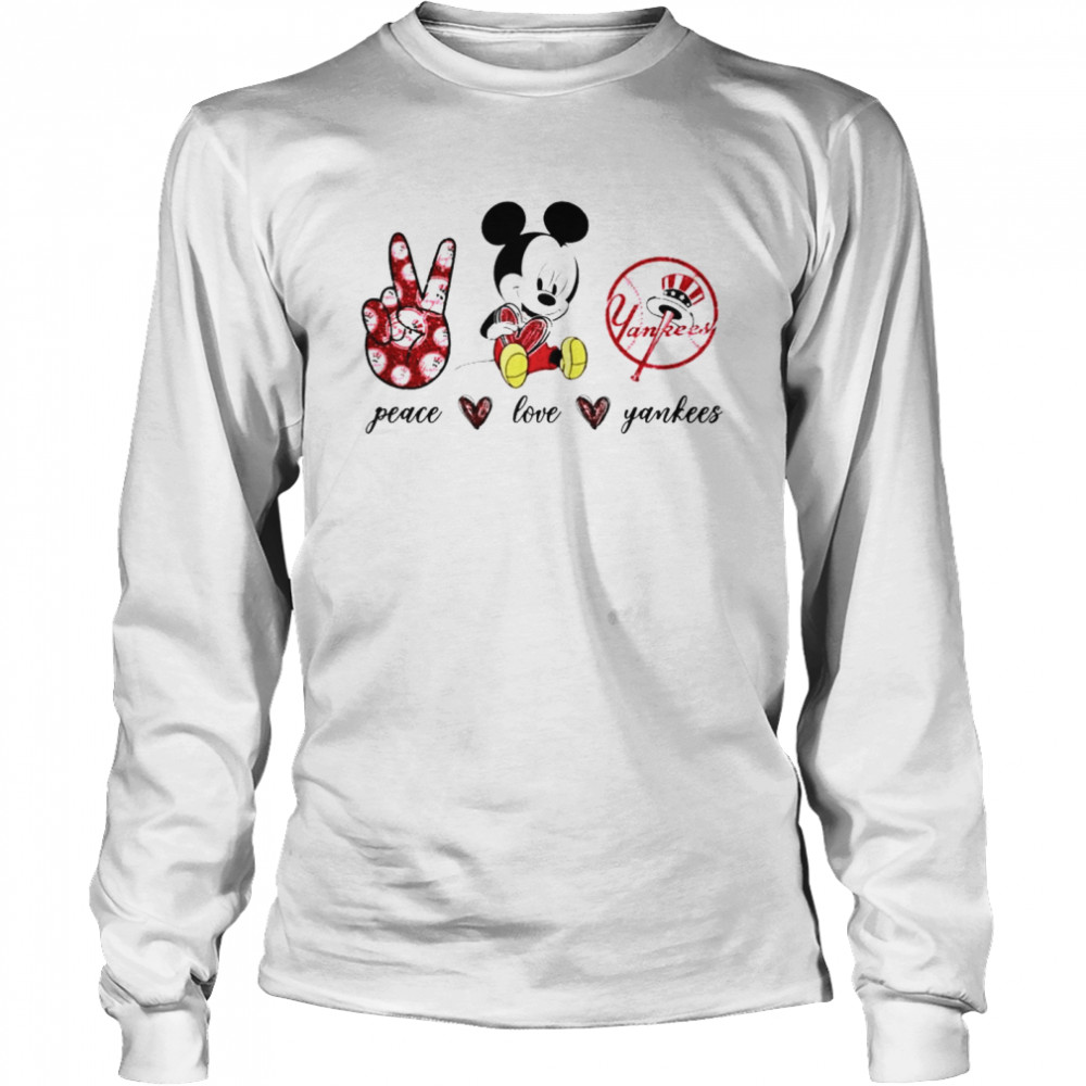 Mickey mouse peace love New York Yankees shirt - Kingteeshop