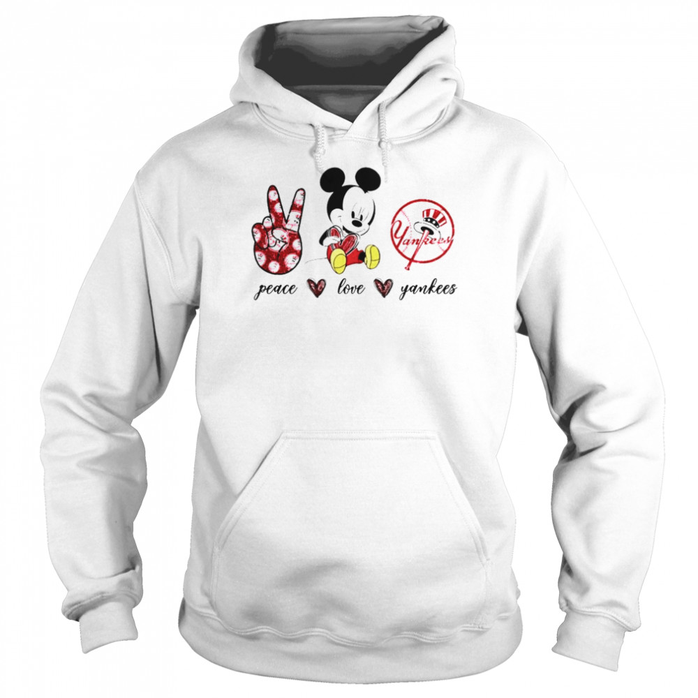 Mickey mouse peace love New York Yankees shirt, hoodie, sweater and v-neck  t-shirt