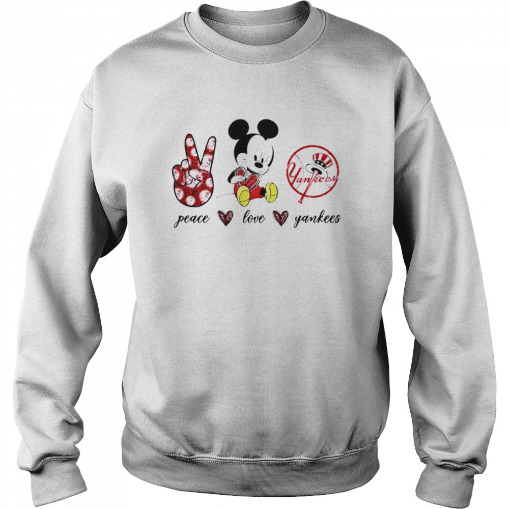 Mickey mouse peace love New York Yankees shirt - Kingteeshop