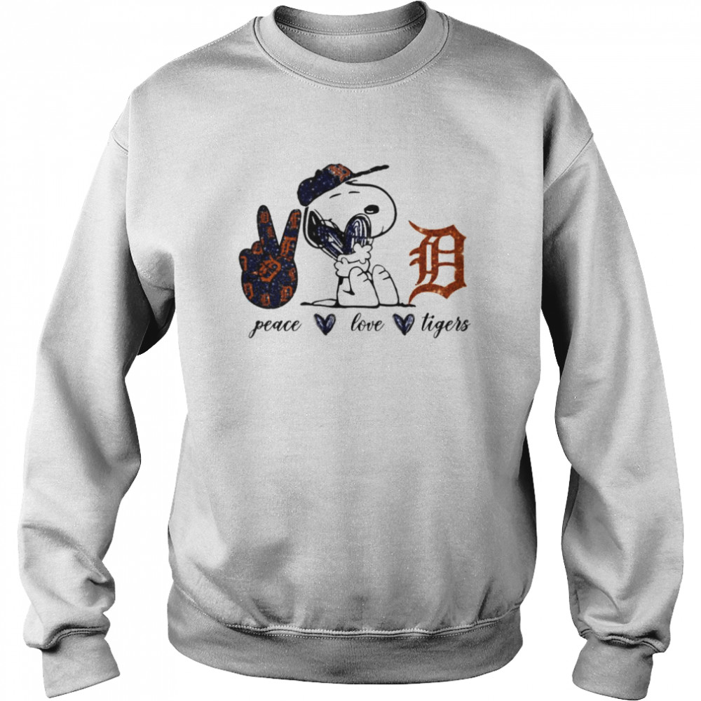 Snoopy Detroit Tigers Peace Love Tigers shirt, hoodie, sweater