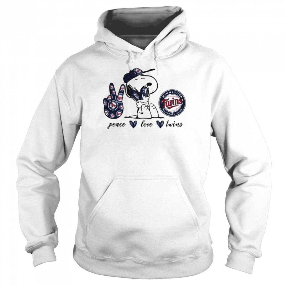 Snoopy Peace Love Minnesota Twins Shirt, hoodie, sweater, long