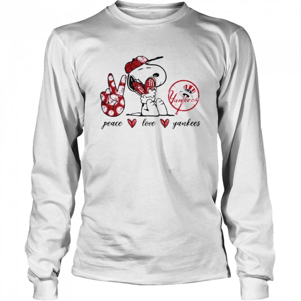 Snoopy Peace Love New York Yankees Shirt, hoodie, sweater, long