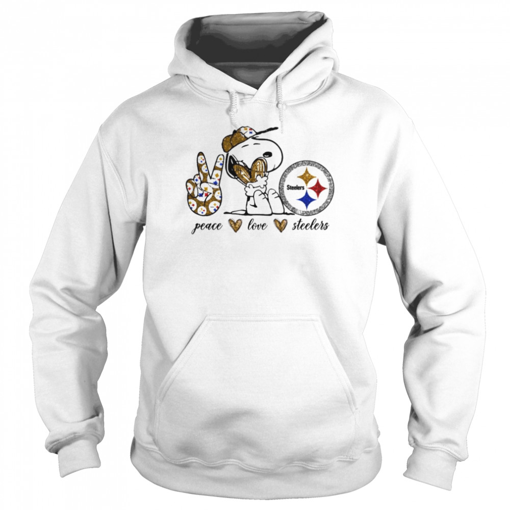 Snoopy peace love Pittsburgh Steelers shirt, hoodie, sweater and v-neck t- shirt