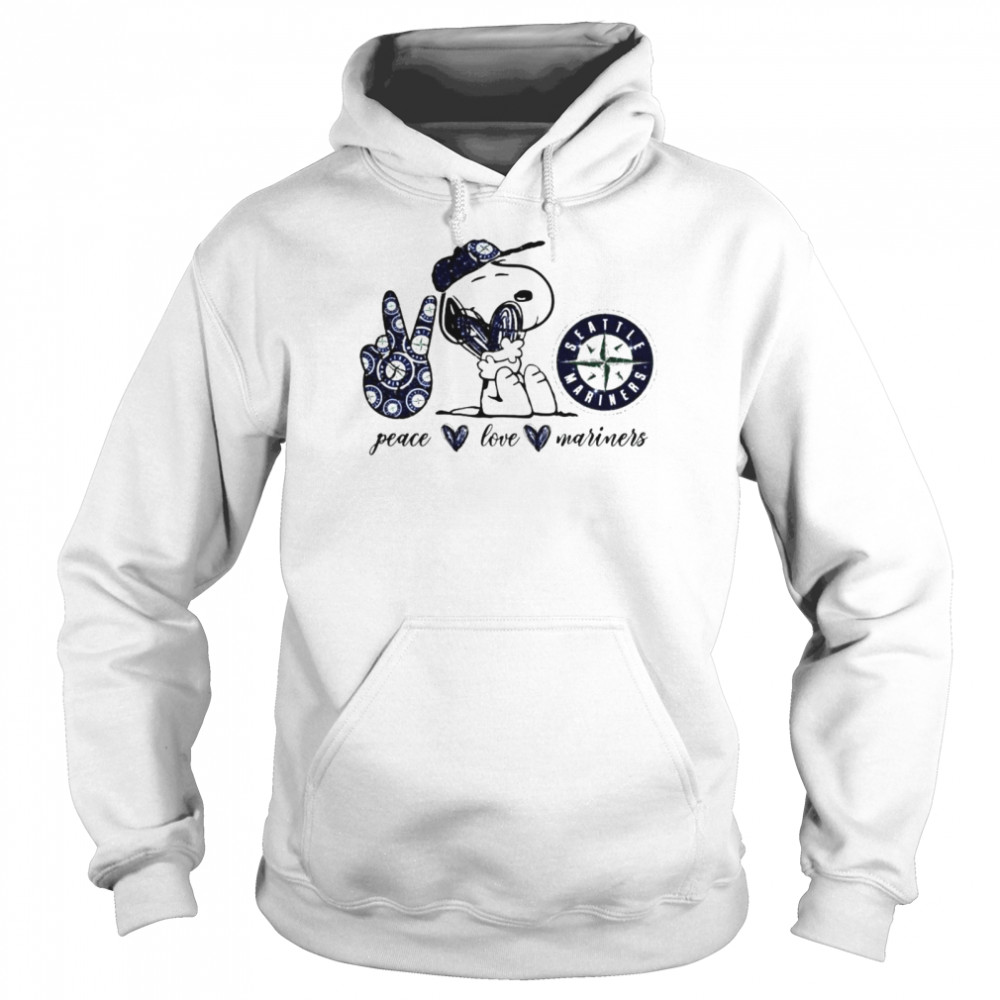 Snoopy Peace Love Seattle Mariners Shirt - Shibtee Clothing