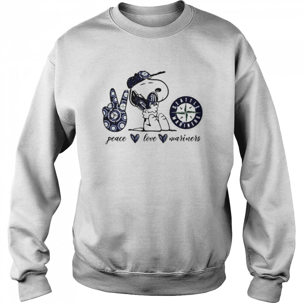 Snoopy Peace Love Seattle Mariners Shirt - Shibtee Clothing