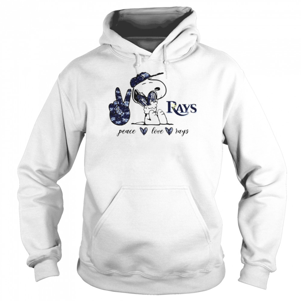 Snoopy Peace Love Tampa Bay Rays Shirt, hoodie, sweater and long sleeve