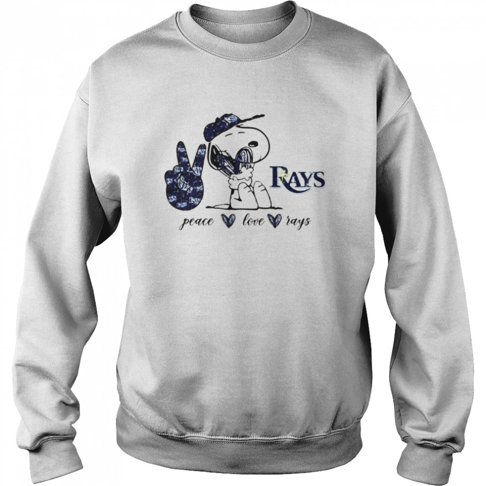 Snoopy Peace Love Tampa Bay Rays Shirt - Shibtee Clothing