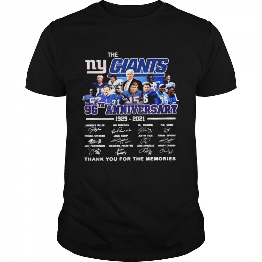 The New York Giants 96th anniversary 1925 2021 thank you for the memories signatures shirt