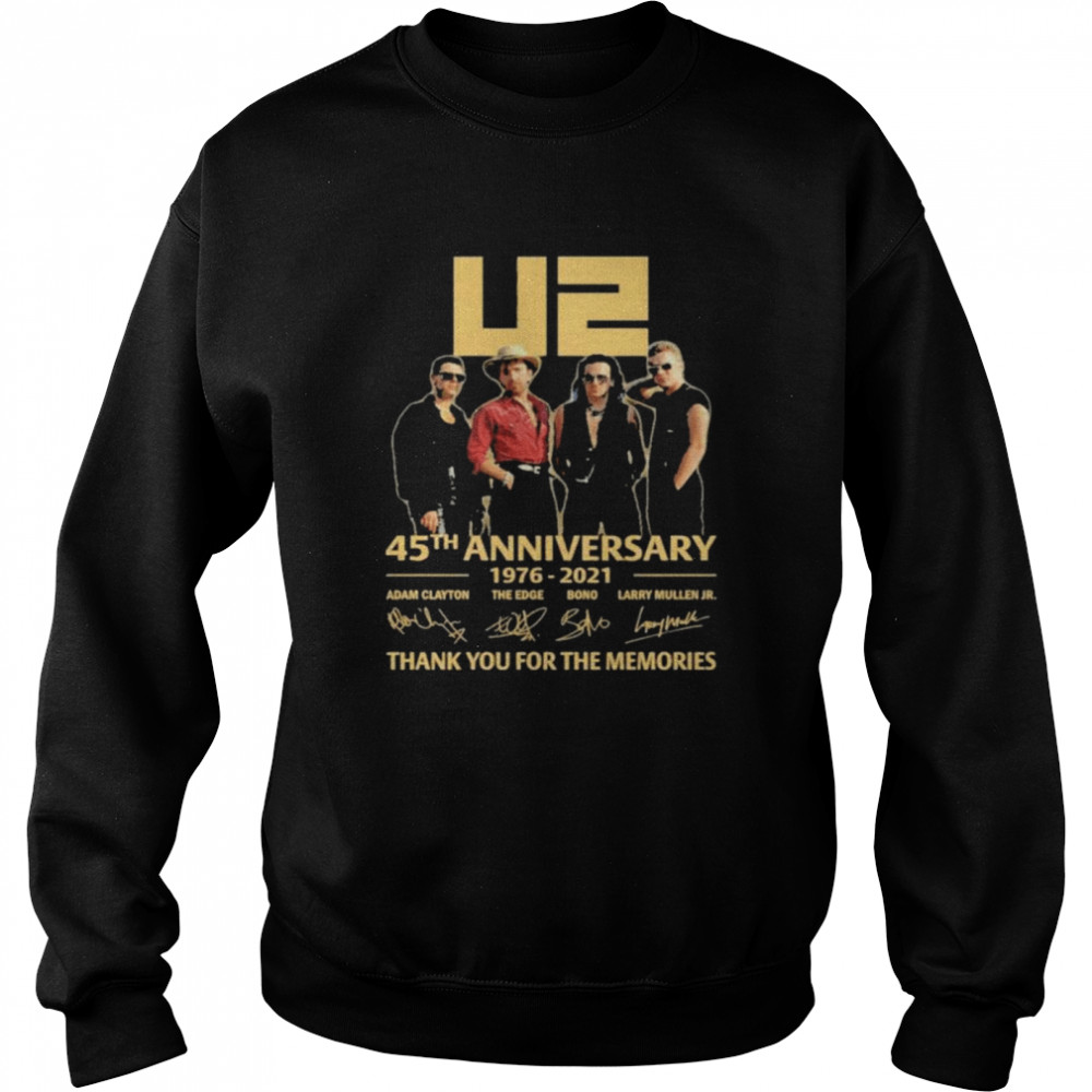 U2 45th anniversary 1976 2021 thank you for the memories signature shirt Unisex Sweatshirt
