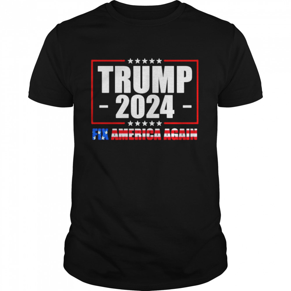 Trump 2024 Fix America Again American Flag  Classic Men's T-shirt