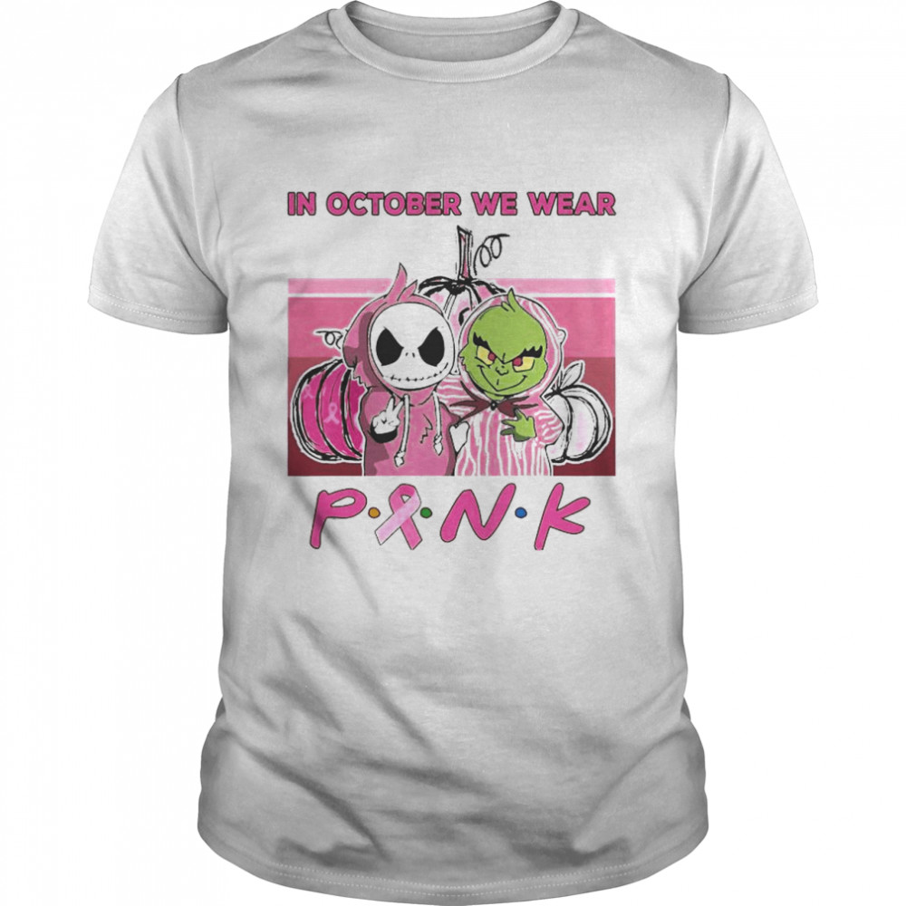 Baby Jack Skellington and Baby Grinch in october we wear Pink vintage shirt Classic Men's T-shirt