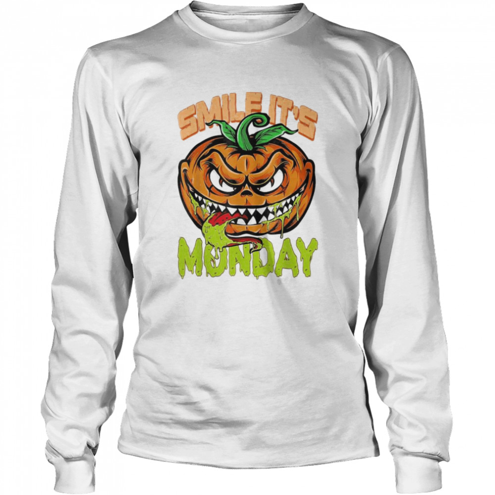 Smile It’s Monday Halloween Happy Pumpkin T- Long Sleeved T-shirt