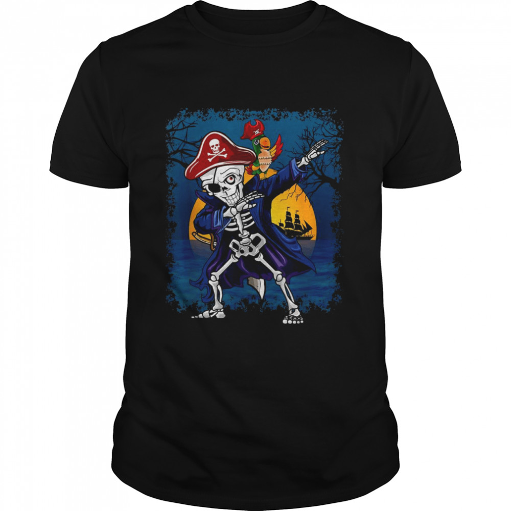 Halloween Dabbing Skeleton Jolly Roger Pirate Boys Shirt
