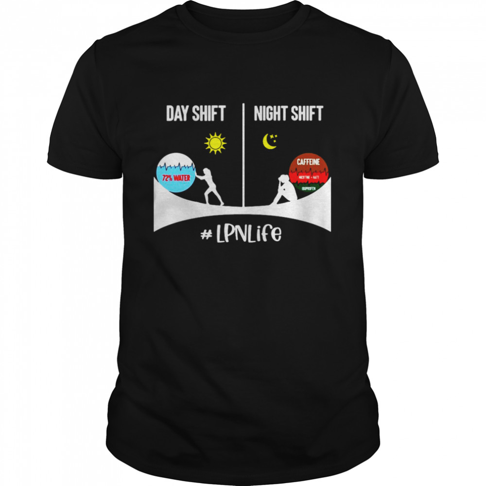 Day Shift 72 Water Night Shift Caffeine LPN Life T-shirt