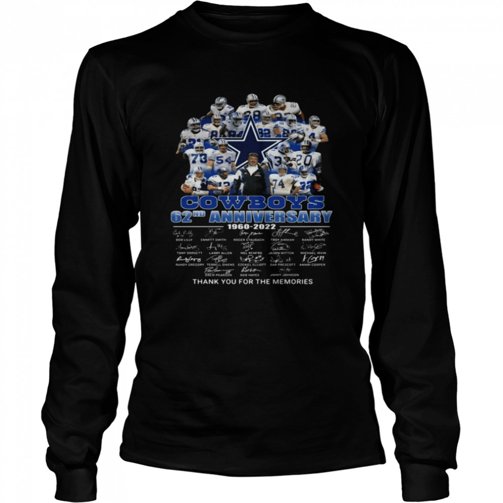 Dallas Cowboys 62nd Anniversary 1960-2022 Thank You For The Memories  Signatures Shirt - Kingteeshop