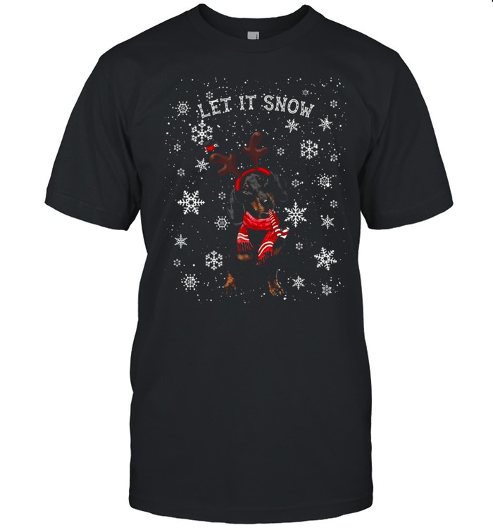 Let It Snow Black Dachshund Dog Christmas Sweater T-shirt