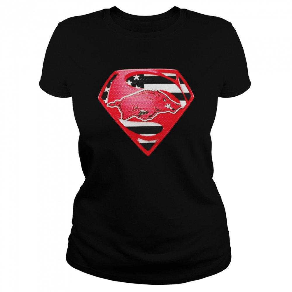 Malaise Gemengd been Best arkansas Razorback Superman America Flag shirt - Kingteeshop