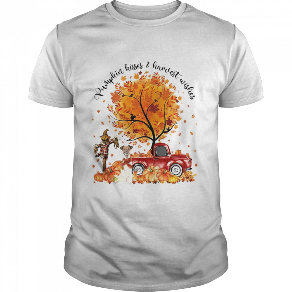 Fox Terrier Pumpkin Kisses And Harvest Wishes Halloween T-shirt