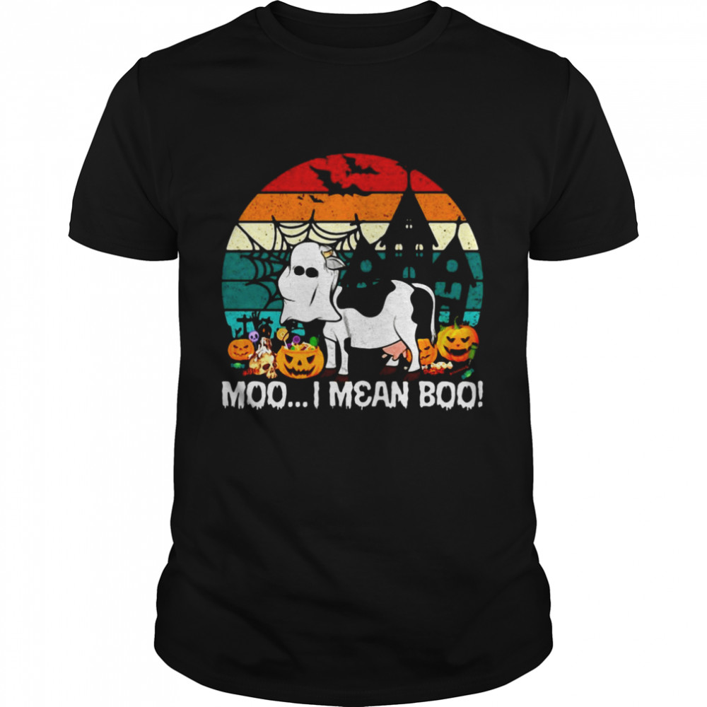 Cow Halloween Moo I Mean Boo Costume Vintage Shirt