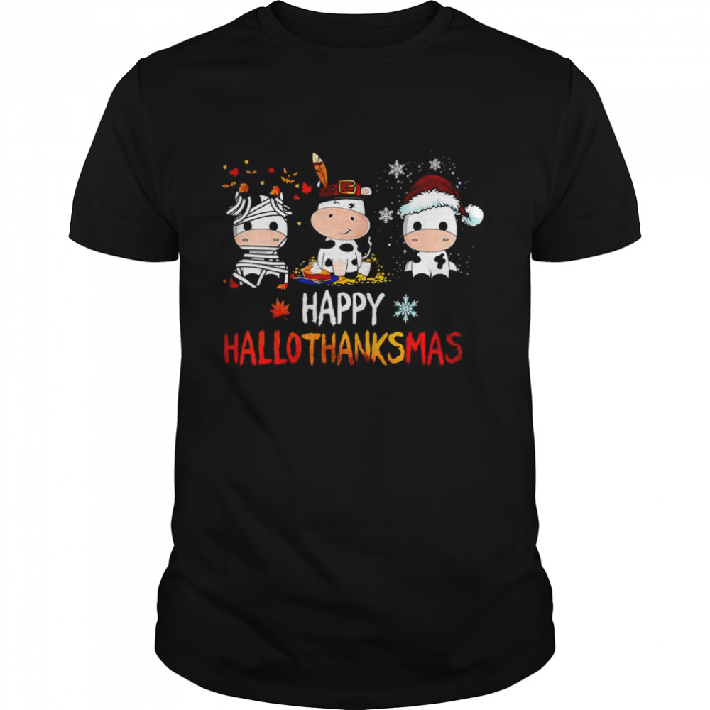 Dairy Cow Halloween Happy HalloThanksMas  Classic Men's T-shirt