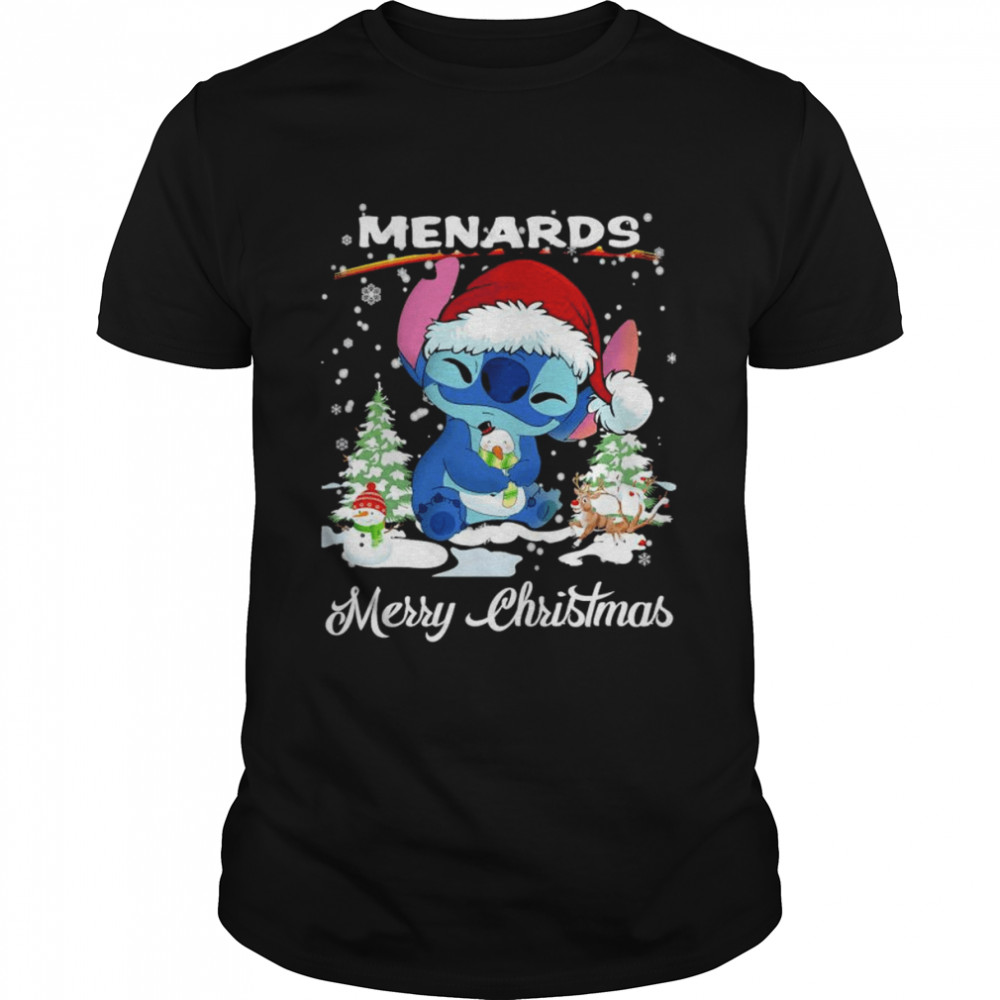 Baby Stitch Hug Snowman Menards Merry Christmas Shirt
