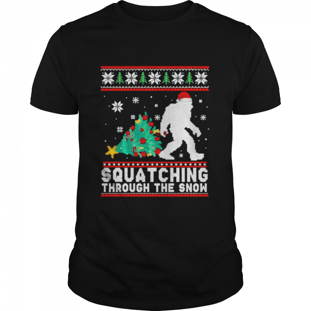 Bigfoot squatching through the snow ugly merry christmas shirt Classic Men's T-shirt
