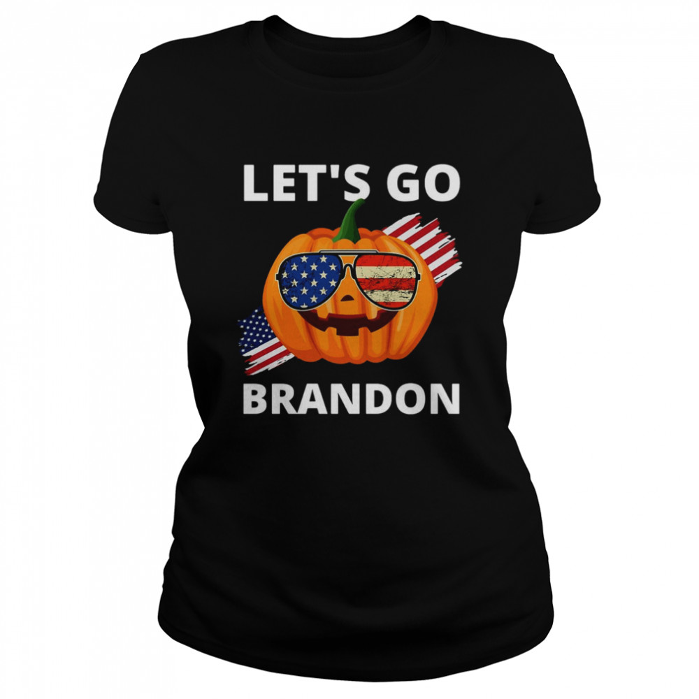 American Flag Halloween Pumpkin Let’s Go Brandon T-shirt Classic Women's T-shirt