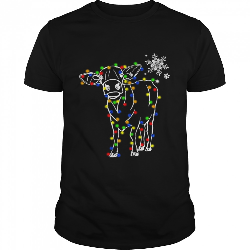 Cow Xmas Animal Line Merry Christmas shirt